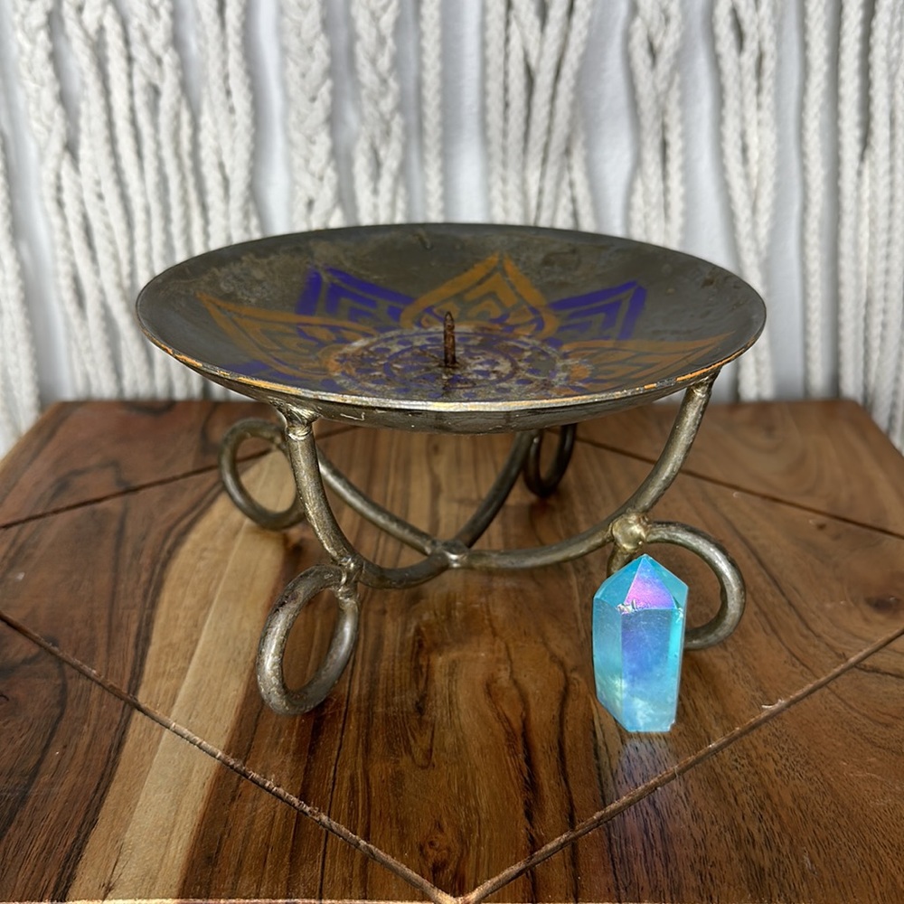Boho Brass Candle Stand without crystal